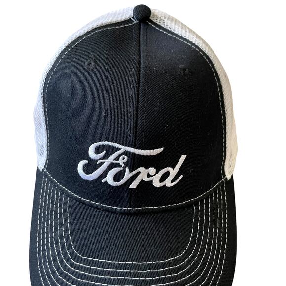 FORD Men's Mesh Hat Black White Embroidered Logo One Size Fits Most OSFA - Picture 8 of 13